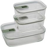 Mepal Vorratsdose Easy Clip Frischhaltedose 3-tlg, nordic sage, Glas / Silikon