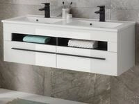 Furn.Design Doppelwaschtisch Design-D (H&auml;ngeschrank in wei&szlig; Hochglanz, Breite...