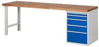 RAU Werkbank Werkbank 2500x700x890mm 5xSchublade-TA lichtgrau/enzianblau