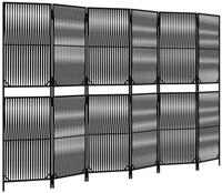 vidaXL Paravent, Raumteiler 6-tlg. Schwarz Poly Rattan