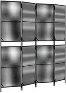 vidaXL Raumteiler Paravent 4-tlg. Schwarz Poly Rattan, 1-tlg.