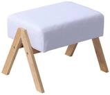 relaxdays Fu&szlig;hocker Bambus & Stoff, Creme