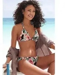 LASCANA Bikini-Hose Salsa mit Zierringen und tollem Blumenprint schwarz 42