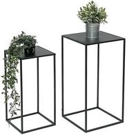 DanDiBo Blumenst&auml;nder Metall Schwarz Eckig Blumenhocker Beistelltisch 2er Set