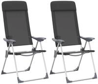 vidaXL Campingstuhl Klappbare Campingst&uuml;hle 2 Stk. Aluminium Schwarz (2 St)