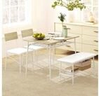 HOMCOM Essgruppe Esstisch mit 2 St&uuml;hlen, Bank, (Esszimmergruppe, 4-tlg.,