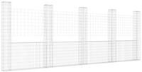 vidaXL Gabionenzaun, Gabionenkorb U-Form mit 5 S&auml;ulen Eisen 500x20x200 cm
