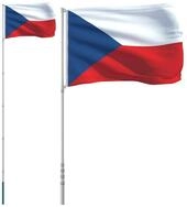 vidaXL Flagge Tschechische Flagge mit Mast 5,5 m Aluminium