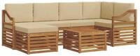 vidaXL Gartenlounge-Set Ecksofa Set mit Kissen 7 pcs Natur und Beige Massivholz,