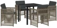 vidaXL Gartenlounge-Set Garten Essgruppe 5 pcs Grau Pulverbeschichteter Stahl,
