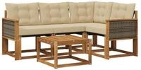 vidaXL Gartenlounge-Set Outdoor-Sofagarnitur mit Kissen 5 pcs Natur und Beige,