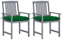 vidaXL Gartenstuhl Gartenst&uuml;hle mit Kissen 2 Stk. Grau Massivholz (2 St)