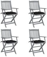 vidaXL Gartenstuhl Klappbare Gartenst&uuml;hle 4 Stk. mit Kissen Massivholz (4 St)