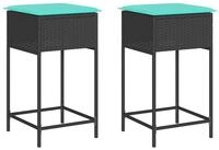 vidaXL Gartenstuhl Garten-Barhocker mit Kissen 2 Stk. Schwarz Poly Rattan (1 St)