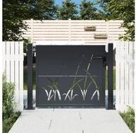 vidaXL Gartentor, Gartentor Anthrazit 105x80 cm Stahl Gras-Design