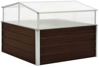 furnicato Gew&auml;chshaus Gartenhaus 100x100x85 cm Braun mit verzinktem Stahl,