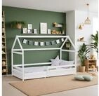 Homestyle4u Hausbett Kinderbett 90x200 aus Holz Rausfallschutz Montessori...