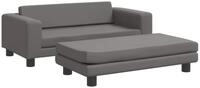 vidaXL Kindersofa, Kinder Schlafsofa mit Hocker Grau 100x50x30 cm Kunstleder