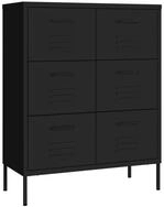 vidaXL Kommode, Schubladenschrank Schwarz 80x35x101,5 cm Stahl