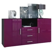 Vladon Sideboard Skadu (Kommode, mit 2 T&uuml;ren, 3 Schubladen und 1 offenem Fach),