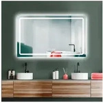 HOKO Badspiegel mit beleuchtung+Uhr+Antifog, 50x70/60x80/100*60 cm...