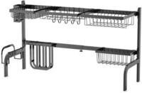 COSTWAY Geschirrst&auml;nder, 2-st&ouml;ckig, Breite verstellbar 53-99cm, mit Haken