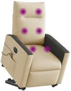 vidaXL Sessel Elektrischer Massagesessel mit Aufstehhilfe Creme Stoff (1-St)