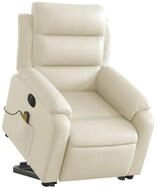 vidaXL Sessel Massagesessel mit Aufstehhilfe Elektrisch Creme Kunstleder (1-St)