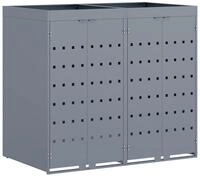 vidaXL M&uuml;lltonnenbox Wagenm&uuml;llbeh&auml;lter f&uuml;r 2 Beh&auml;lter Hellgrau 136 x 77,5 x