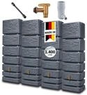 4rain Regentonne SLIM STONE DECOR Wandtank-Set 1400 Liter graphite grey