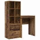 vidaXL Schreibtisch Schreibtisch mit Schubladen mit Regal 2 pcs Altholz (2-St)