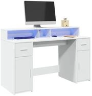 vidaXL Schreibtisch vidaXL LED-Schreibtisch Wei&szlig; 140x55x91 cm Holzwerkstoff