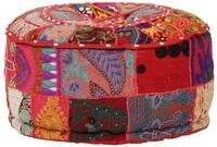 vidaXL Polsterhocker Patchwork Sitzpouf Rund Baumwolle Handgefertigt 40x20 cm...
