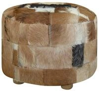 vidaXL Polsterhocker Hocker Ziegenleder Rund 50x50x45 cm (1 St)