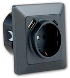 ChiliTec Unterputz-Steckdose MILOS Steckdose mit USB-C/PD,anthrazit, mit Rahmen