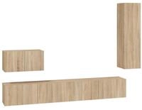 vidaXL TV-Schrank 4-tlg. TV-Schrank-Set Sonoma-Eiche Holzwerkstoff (4-St)