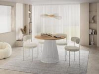 WFL GROUP Esstisch Naro White ausziehbar rund modern mit wei&szlig;en Metallbeinen...