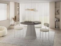 WFL GROUP Esstisch Naro ausziehbar rund modern mit wei&szlig;en Metallbeinen (MADE...