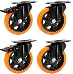 relaxdays Schwerlastrolle Lenkrollen 4er Set, 125 mm orange|schwarz 9.5 cm x...