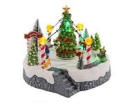 Spetebo Weihnachtsszene LED Weihnachtsdekoration "Eisbahn mit Tannenbaum", mit...
