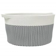 vidaXL Aufbewahrungskorb, Aufbewahrungsbox Grau und Wei&szlig; &Oslash;40x25 cm Baumwolle