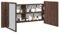 vidaXL Schrankmodule LED-Spiegelschrank Braun Eichen-Optik 100x12x45 cm