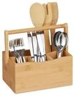 relaxdays Besteckhalter Bambus mit 4 F&auml;ch