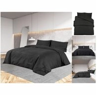vidaXL Bettw&auml;sche Bettw&auml;sche-Set Schwarz 200x200 cm Baumwolle Bettbezug