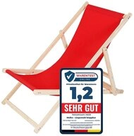 Melko Gartenliege Klappbarer Liegestuhl aus Holz mit Stoffbezug, R&uuml;ckenlehne