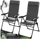 tectake Campingstuhl Faltbarer Aluminium Gartenstuhl mit Kopfpolster, 57 x 65 x...