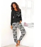 Buffalo Pyjama (Set, 2 tlg) gemusterte Hose mit Eingrifftaschen schwarz 32/34