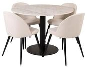 ebuy24 Essgruppe Estelle&Oslash;106WHBL Essgruppe Esstisch wei&szlig;, Marmor un, (5-tlg)