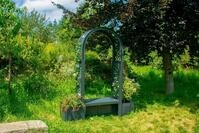 KHW Gartenbank Br&uuml;ssel, mit Rosenbogen und zwei Pflanzk&auml;sten, anthrazit