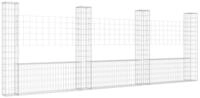 vidaXL Gabionenzaun, Gabionenkorb U-Form mit 4 S&auml;ulen Eisen 380x20x150 cm